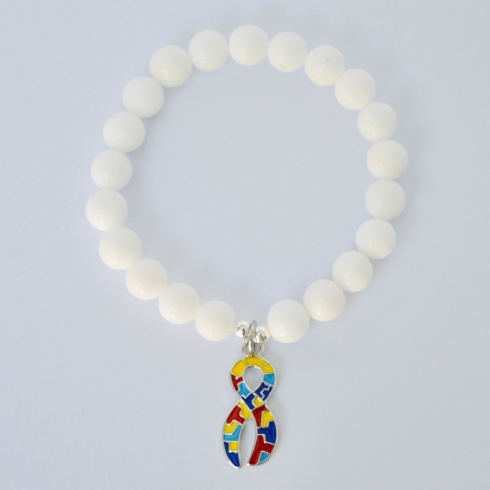 Autism Awareness Ribbon Beaded Bracelet